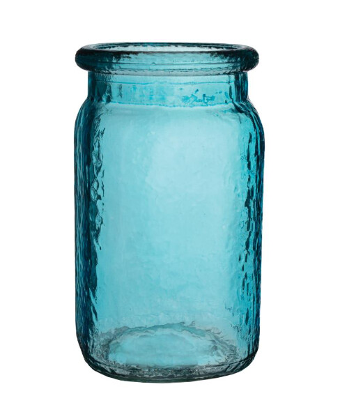 3.7&quot;x6.5&quot; Hammered Jar Blue (Glass)