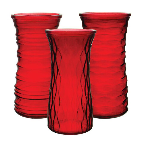 9.75&quot; Rose Vase Ruby Assorted (Glass)