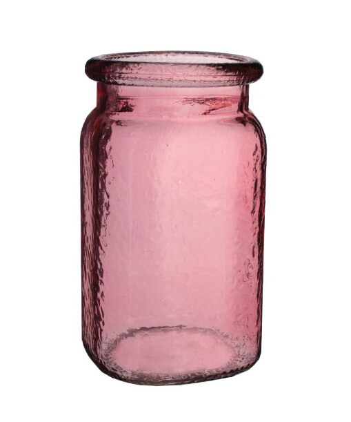 3.7&quot;x6.5&quot; Hammered Jar Pink (Glass)