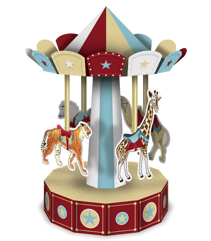 10&quot; 3-D Vintage Circus Carousel Centerpiece