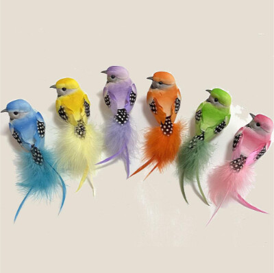 12pc 5.5&quot; Birds w/Feather Tail &amp; Clip Assorted