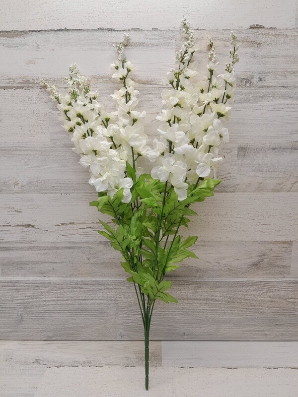 28&quot; Delphinium Bush x8 Cream/White