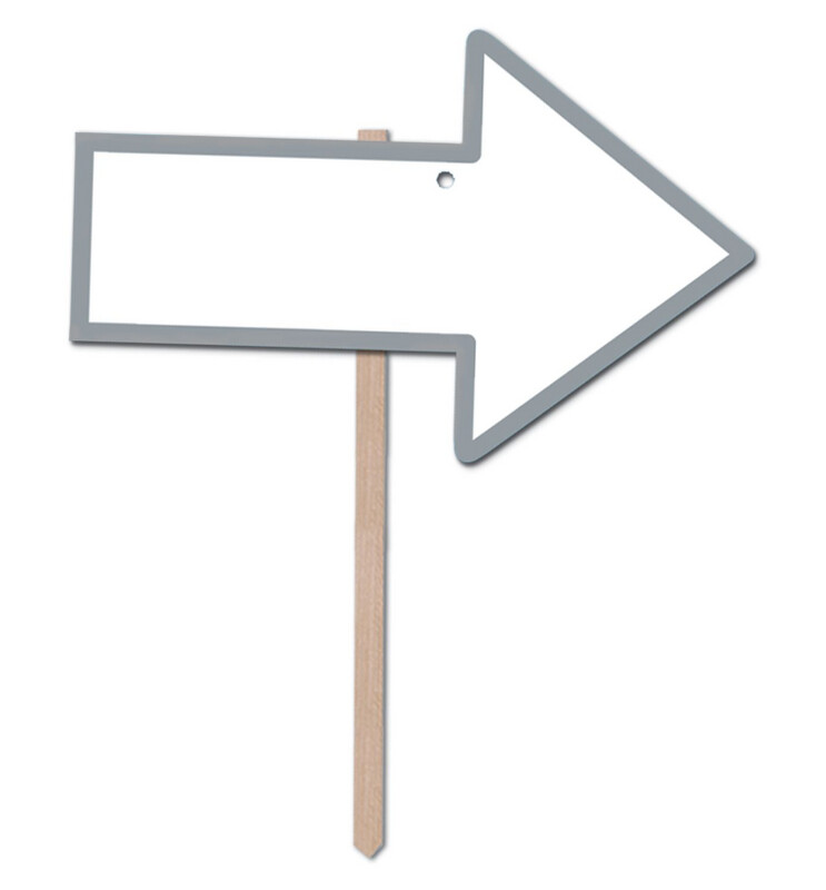 25.5&quot;x15.5&quot; Double Sided Blank Arrow Sign White/Silver