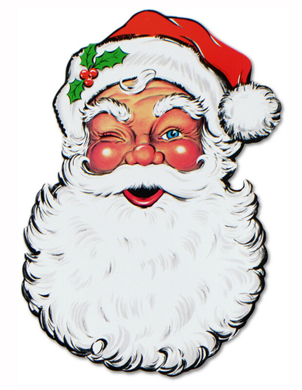 26"x17.5" Double Sided Vintage Santa Face Cutout