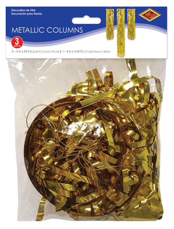 3pc 29.5" & 4.54" Metallic Fringe Columns Gold 3pc 29.5" & 4.54" Metallic Fringe Columns Gold