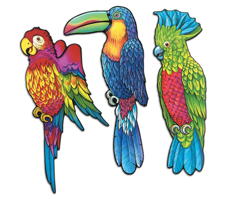 3pc 17" Double Sided Exotic Bird Cutouts