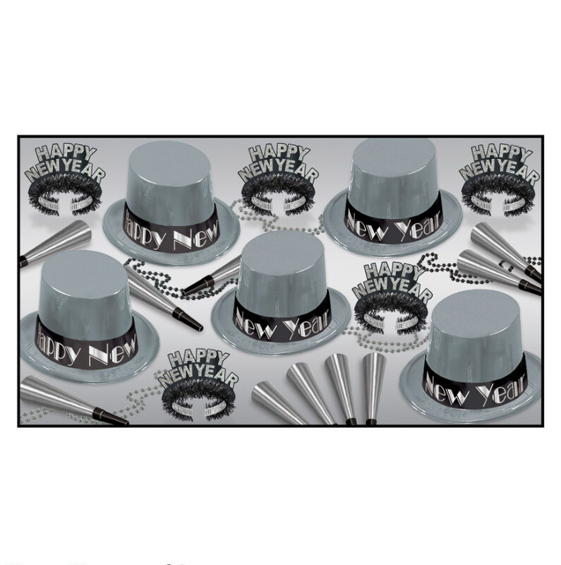 Party Pack Happy New Years For 10 People Silver