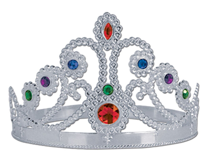 Adjustable Plastic Queens Jeweled Tiara Silver