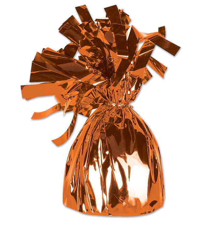 6oz 2.5&quot;x5&quot; Metallic Foil Balloon Weight Orange