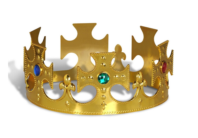 Adjustable Plastic Kings Jeweled Crown Gold