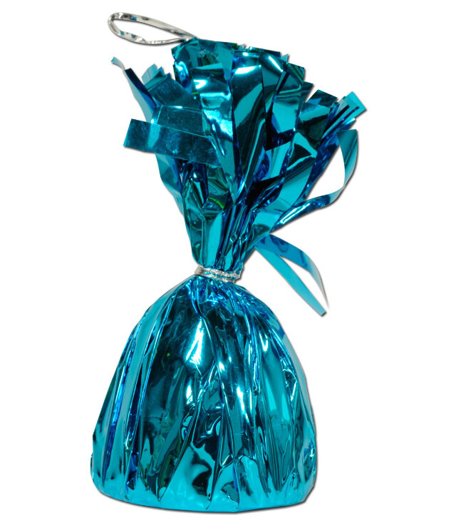 6oz 2.5&quot;x5&quot; Metallic Foil Balloon Weight Turquoise