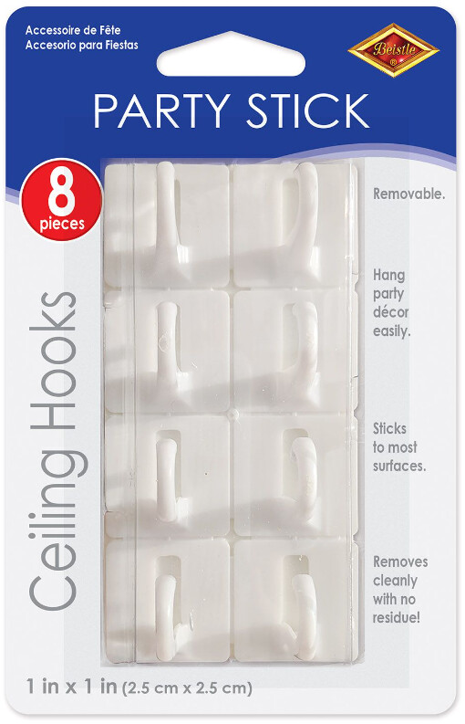 8pc 1"x1" Removable Party Stick Hooks White
