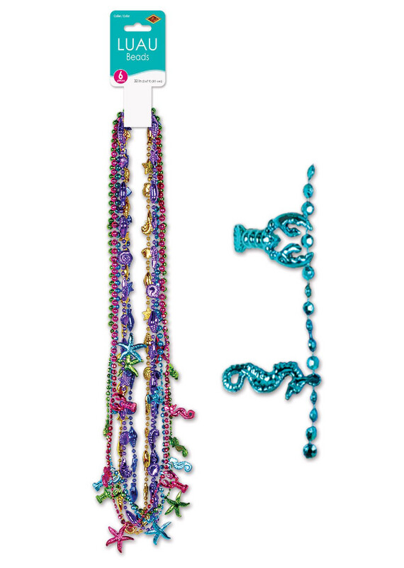 6pc 32&quot; Luau Beaded Necklaces Multi
