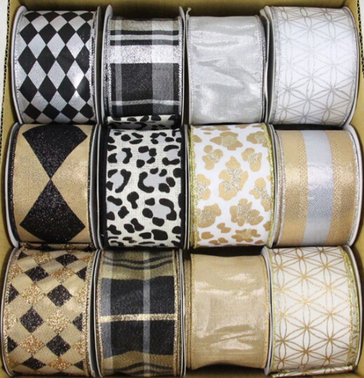 2.5"x10yd Assorted Metallic Ribbon (1 Roll)