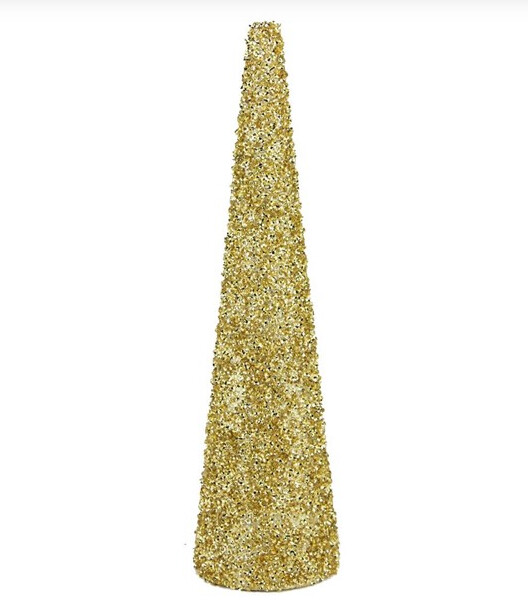 18"x4.25" Sequin Glitter Cone Gold