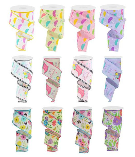 2.5&quot;x10yd Spring Showers Ribbon Assorted