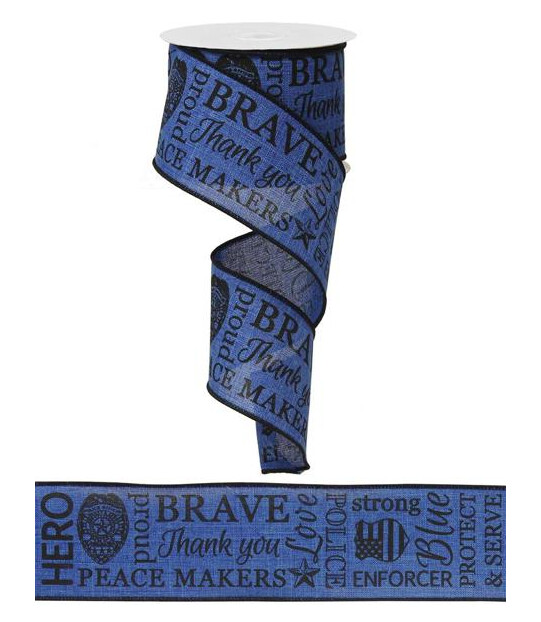 2.5"x10yd Police on Royal Ribbon Black/Royal Blue