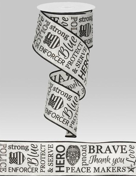 2.5"x10yd Police  Ribbon Black/White