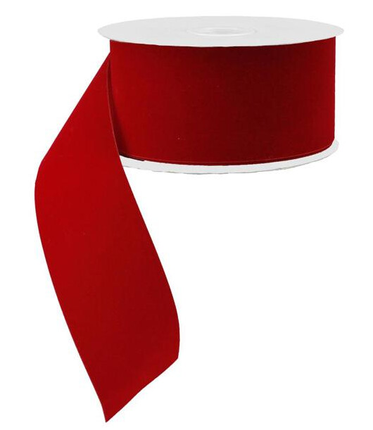 2.5&quot;x25yd Cut Edge Outdoor Velvet Ribbon Red