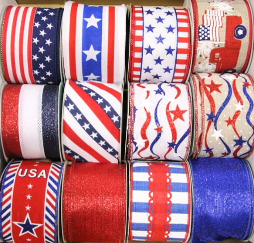2.5"x10yd Patriotic Ribbon Assorted (1 Roll)