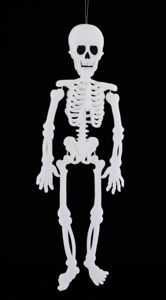 23.5&quot; 3-D Styrofoam Hanging Skeleton Black/White