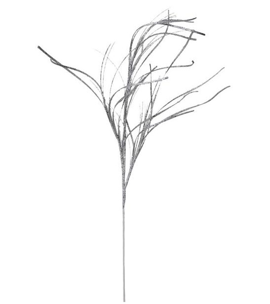 37" Glitter Onion Grass Spray Silver