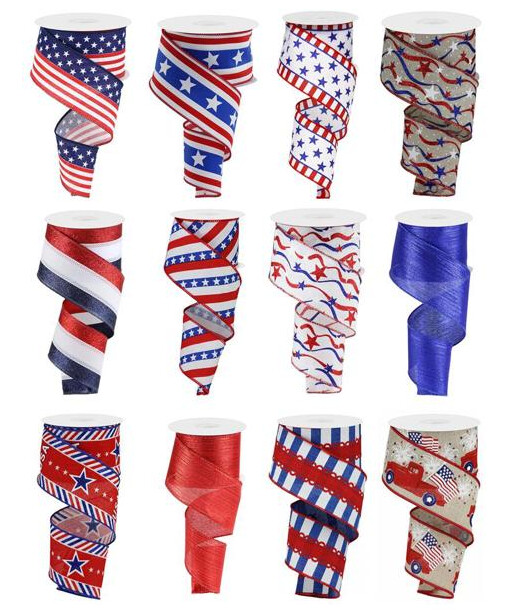2.5&quot;x10yd Patriotic Ribbon Assorted