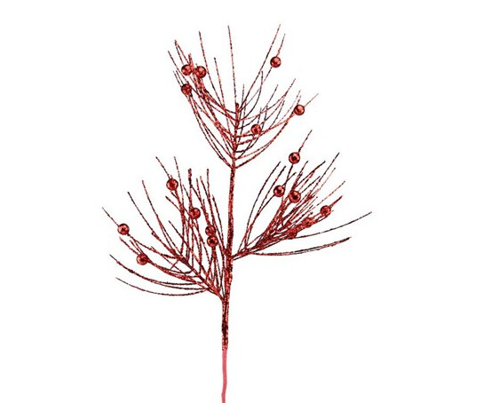 28&quot; Glitter Pine/Ball Spray Red