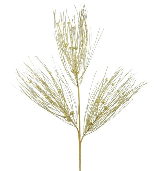 33" Glittered Long Needle/Ball Spray Gold 33" Glittered Long Needle/Ball Spray Gold