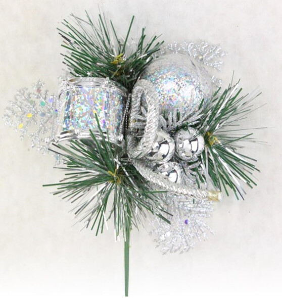 7&quot; Glitter Drum/Ball/Berry Fern Pick Silver
