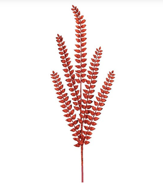 37&quot; Glitter Fern Spray Red