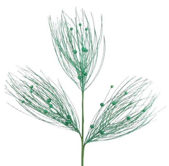 33" Glittered Long Needle/Ball Spray Emerald 33" Glittered Long Needle/Ball Spray Emerald