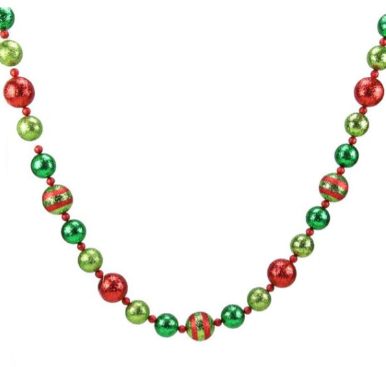5&#39; Glitter Stripe Ball Garland Red/Lime/Emerald