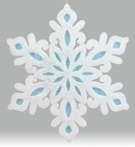 8&quot; Glittered Felt Snowflake Ornament White/Lt. Blue/Silver