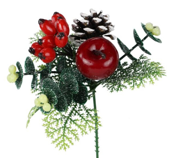 7&quot; Berry/Pinecone/Juniper/Boxwood Pick Red
