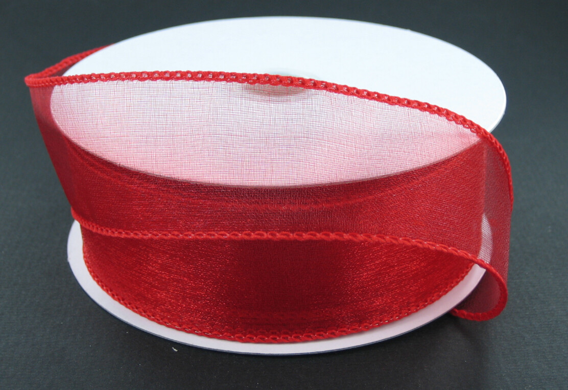 1.5"x25yd Wired Sheer Red