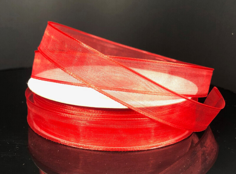 5/8&quot;x25yd Wired Sheer Ribbon Red