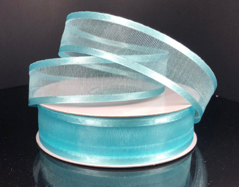 7/8&quot;x25yd Satin Edge Sheer Aqua