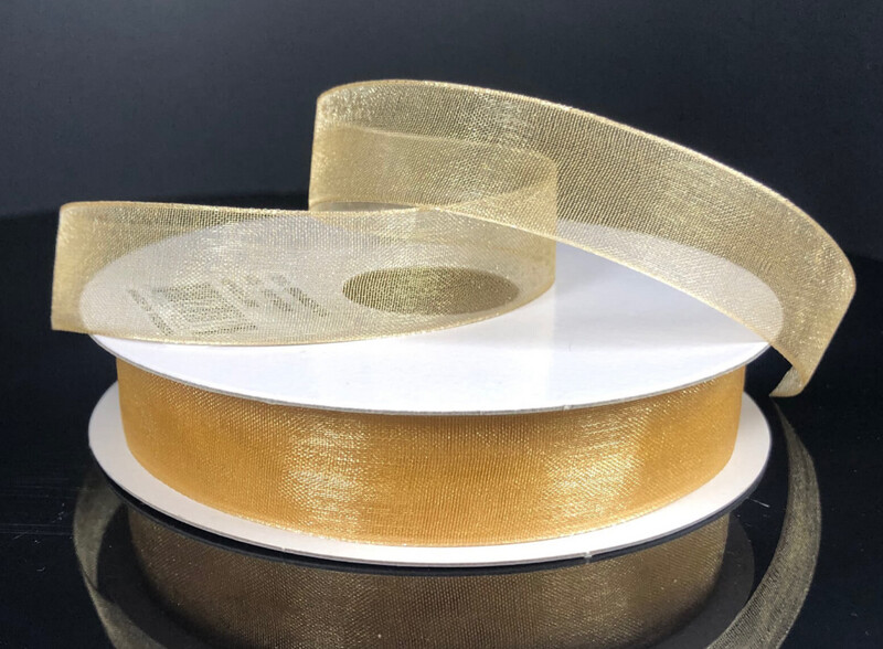 5/8&quot;x25yd Organza Ribbon Light Gold