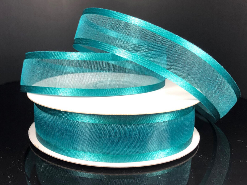 7/8"x25yd Satin Edge Sheer Teal