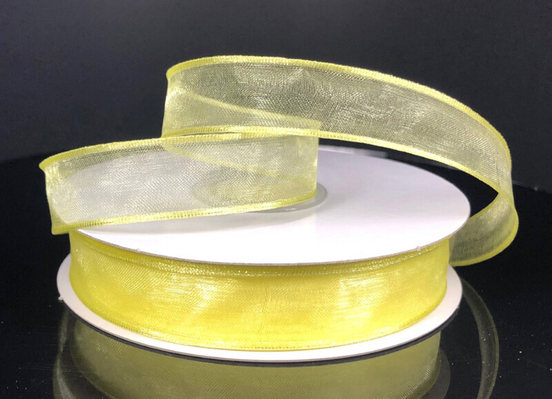 5/8&quot;x25yd Wired Sheer Ribbon Yellow