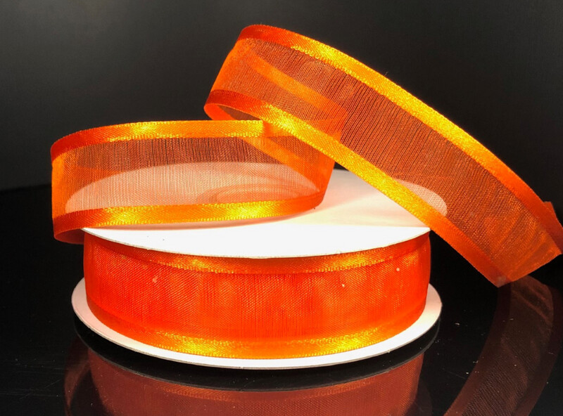 7/8&quot;x25yd Satin Edge Sheer Orange