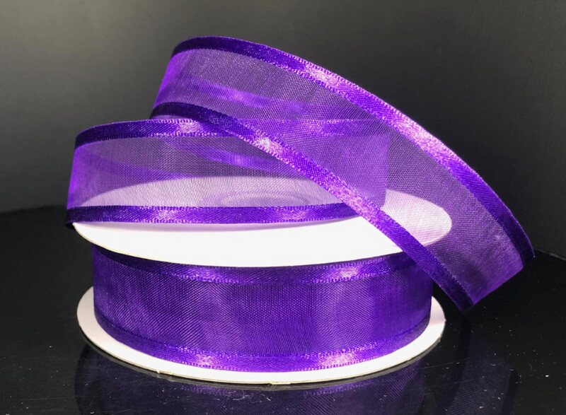 7/8&quot;x25yd Satin Edge Sheer Purple