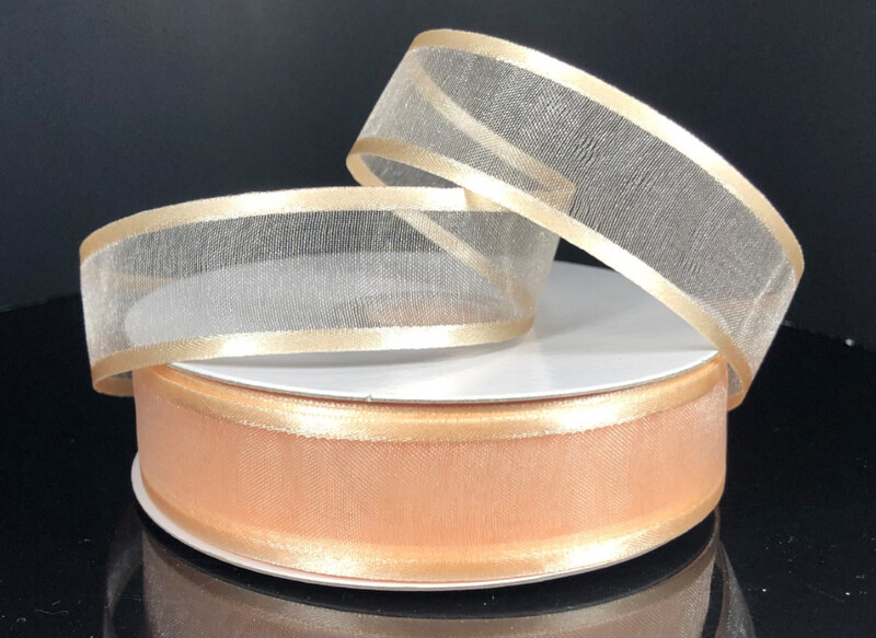 7/8&quot;x25yd Satin Edge Sheer Peach