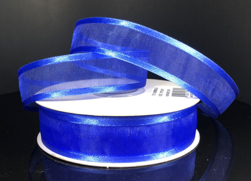 7/8&quot;x25yd Satin Edge Sheer Royal