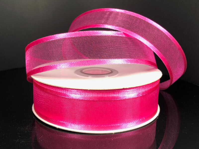 7/8&quot;x25yd Satin Edge Sheer Fuchsia