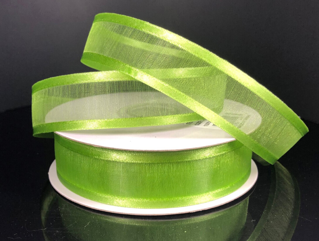 7/8&quot;x25yd Satin Edge Sheer Kiwi