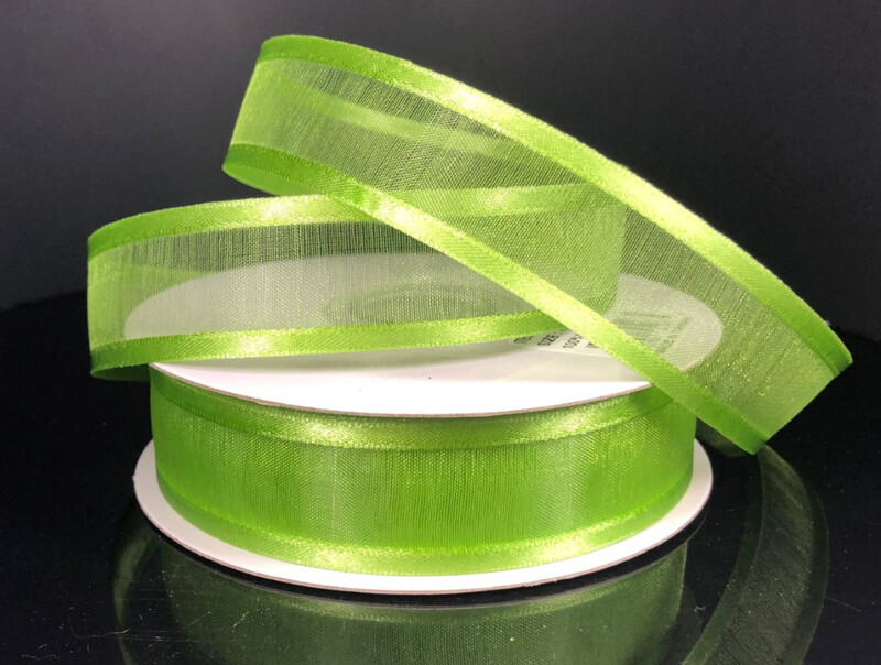 7/8&quot;x25yd Satin Edge Sheer Kiwi