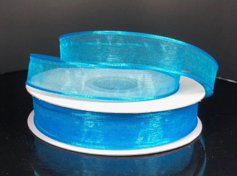 5/8&quot;x25yd Wired Sheer Ribbon Turquoise