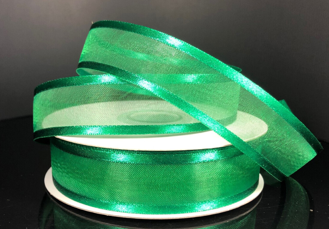 7/8"x25yd Satin Edge Sheer Emerald